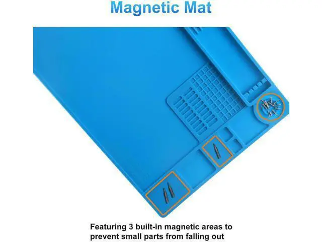 Alt view image 6 of 7 - Heat Resistant Silicone Soldering Work Mat 13.8×9.9 Inch, 932°F High Temp Anti-Slip Magnetic Repair Pad for Phone, Watch, Eyeglass & Electronics Repair