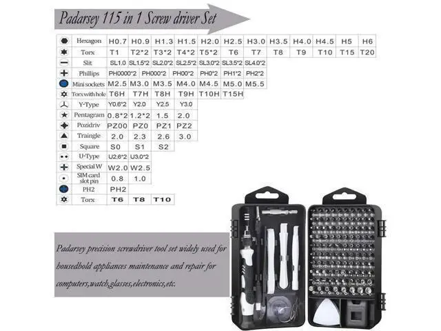 Alt view image 3 of 6 - 115 in 1 Magnetic Precision Screwdriver Repair Tool Kit with Portable Storage Bag, Electronic Disassembly Screwdriver Set Black for Computer, PC, Laptop, iPhone & Cell Phone Repair