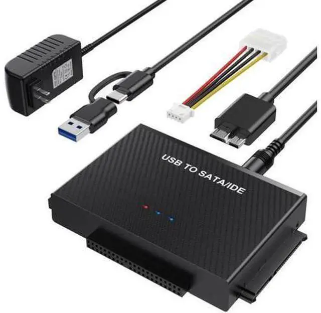 Main image of USB 3.0 to SATA & IDE Hard Drive Reader Adapter Kit with USB Type-C, External Data Recovery Converter for 2.5/3.5 Inch HDD SSD, Equipped with 12V 2A Power Supply Adapter