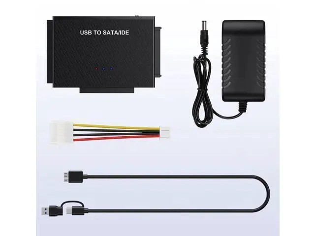 Alt view image 5 of 6 - USB 3.0 to SATA & IDE Hard Drive Reader Adapter Kit with USB Type-C, External Data Recovery Converter for 2.5/3.5 Inch HDD SSD, Equipped with 12V 2A Power Supply Adapter