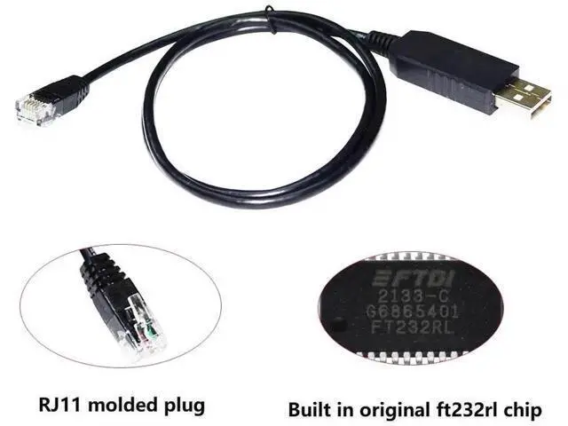 Alt view image 2 of 6 - 1.8M FTDI USB to RS232 RJ11/RJ12 6P4C Console Debug Cable, Compatible with LMACR21D for MEGA-FABS D1 Servo Driver
