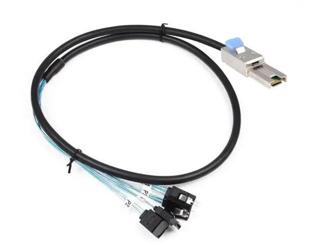 Alt view image 4 of 6 - 2 Pack Mini SAS 26Pin SFF-8088 Male to 4 SATA 7Pin Female Breakout Cable with Locking Latch, 1M/3.3FT External Storage Wire for Mini SAS Host RAID HBA Controller to SATA Backplane & HDD SSD
