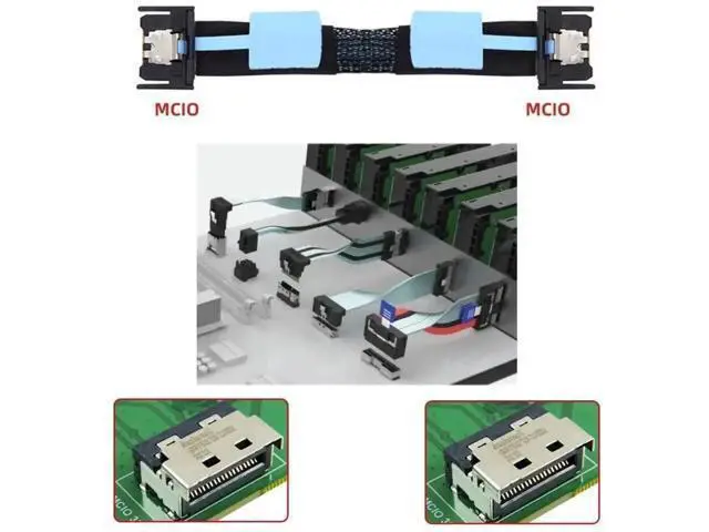 Alt view image 7 of 7 - FX-803 0.5M PCIe 5.0 MCIO 4X Extender Cable, Mini Cool Edge IO SFF-TA-1016 38Pin Male to Male Twinax Server Storage Cord