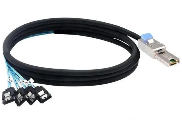 Alt view image 5 of 6 - 2 Pack Mini SAS 26Pin SFF-8088 Male to 4 SATA 7Pin Female Breakout Cable with Locking Latch, 1M/3.3FT External Storage Wire for Mini SAS Host RAID HBA Controller to SATA Backplane & HDD SSD
