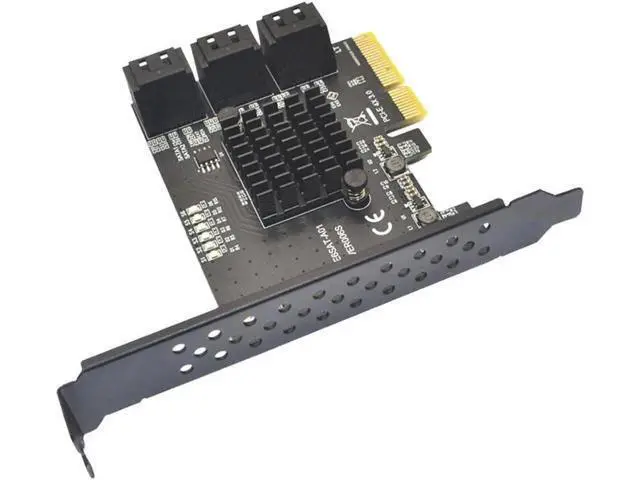 Alt view image 3 of 7 - 6-Port PCIe 4x SATA 3.0 Non-RAID Expansion Card with ASMedia ASM1166 Chipset, 6Gbps PCI Express SATA Controller Card, Equipped with Full Height & Low Profile Brackets for ATX/SFF PC Chassis