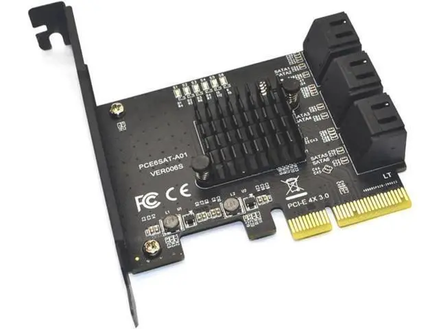 Alt view image 5 of 7 - 6-Port PCIe 4x SATA 3.0 Non-RAID Expansion Card with ASMedia ASM1166 Chipset, 6Gbps PCI Express SATA Controller Card, Equipped with Full Height & Low Profile Brackets for ATX/SFF PC Chassis