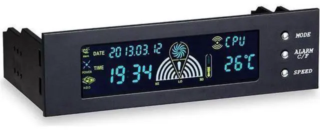 Main image of 5.25 Inch PC Front Bay Fan Speed Controller, 3-Channel Automatic Temperature Control with HDD & CPU Temp Sensor, LED Digital Display for Desktop Chassis Cooling Adjustment