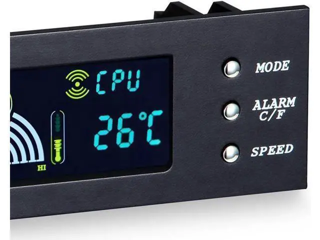 Alt view image 7 of 7 - 5.25 Inch PC Front Bay Fan Speed Controller, 3-Channel Automatic Temperature Control with HDD & CPU Temp Sensor, LED Digital Display for Desktop Chassis Cooling Adjustment