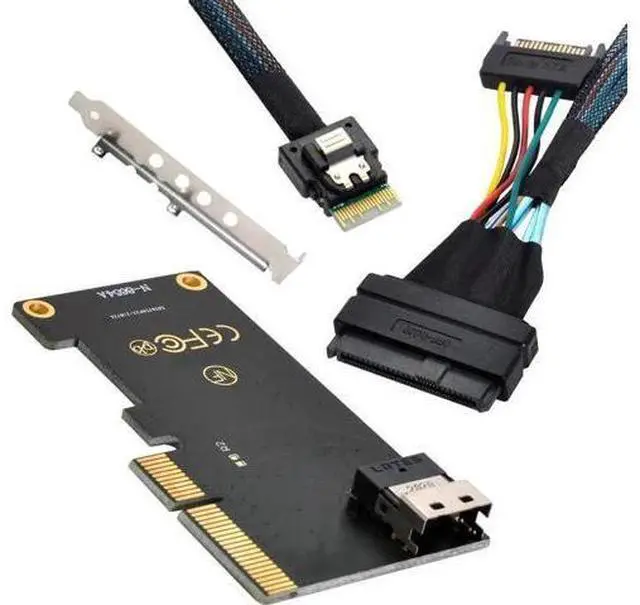 Main image of PCIe 3.0 / 4.0 x4 to SFF-8654 SlimSAS Adapter Card with SFF-8654 to SFF-8639 U.2 NVMe Cable, Motherboard U.2 SSD Expansion Kit