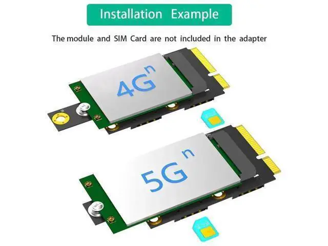 Alt view image 6 of 6 - M.2 Key B to Mini PCI-E WWAN Adapter Card with Dual Nano SIM Push Slot, USB2.0 Extension for 3G/4G/5G Cellular Modules