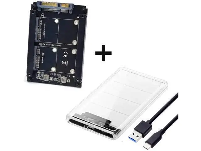Alt view image 3 of 7 - Dual mSATA Mini-SATA SSD Bridge Adapter, Support JBOD RAID0 BIG Span Modes, Convert 2 mSATA Drives to USB 3.0 Type-C, Fit Standard 2.5 Inch SATA External Hard Drive Enclosure