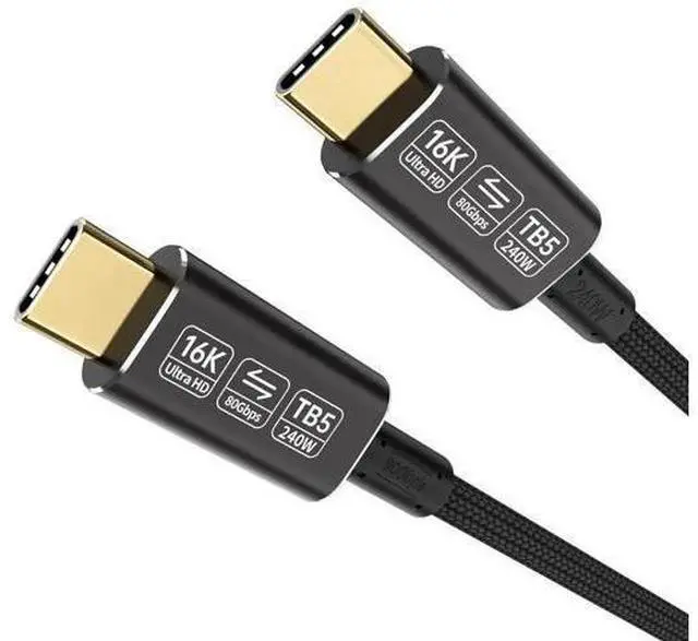 Main image of 6.6FT USB5 USB-C to USB-C Cable, 80Gbps Data Transfer, Dual 8K Video, 240W PD Charging, Compatible with Thunderbolt 5/4/3 for Laptops, Desktops, Game Consoles & Smartphones