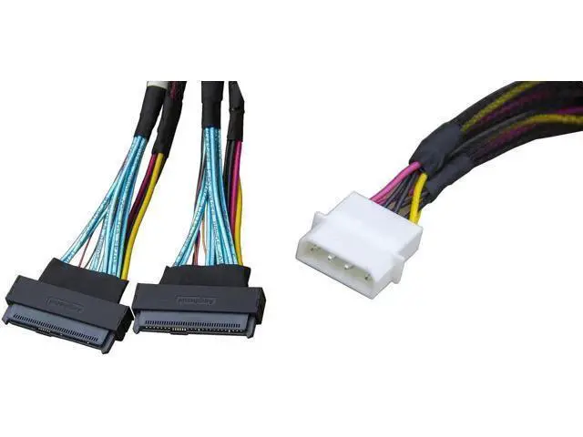 Alt view image 3 of 3 - PCIe 4.0 x8 74Pin to Dual 68Pin Mini Cooledge IO Breakout Cable with Power, 80CM Server Adapter Cord