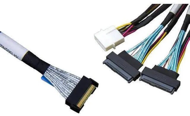 Main image of PCIe 4.0 x8 74Pin to Dual 68Pin Mini Cooledge IO Breakout Cable with Power, 80CM Server Adapter Cord