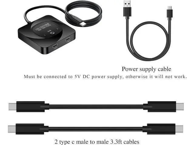 Alt view image 2 of 7 - Bi-Directional USB-C Switch Selector, 2 In 1 Out / 1 In 2 Out Type-C Splitter, 8K@60Hz Video, USB3.1 Gen2 10Gbps Data, 100W PD Charging with LED Indicator for PC, Laptop, Monitor