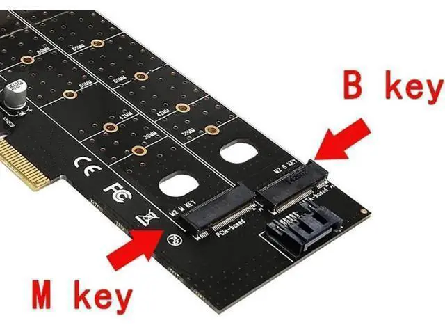 Alt view image 2 of 6 - PCIe 4x to M.2 M Key & B Key Dual Slot Expansion Riser Card Model TXB044, Support NVMe PCIe & SATA NGFF SSD, Storage Converter Adapter for Gaming PC, BTC & Chia Mining Rig