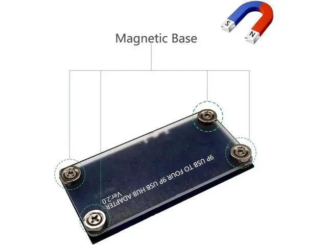 Alt view image 3 of 6 - 9-Pin USB 2.0 Header Splitter Hub, Motherboard 9Pin Male 1 to 4 Female Internal Extension Card, 2-to-8 Port USB 2.0 Internal Hub with Auxiliary Power Supply & Magnetic Base for PC Front Panel Expansio