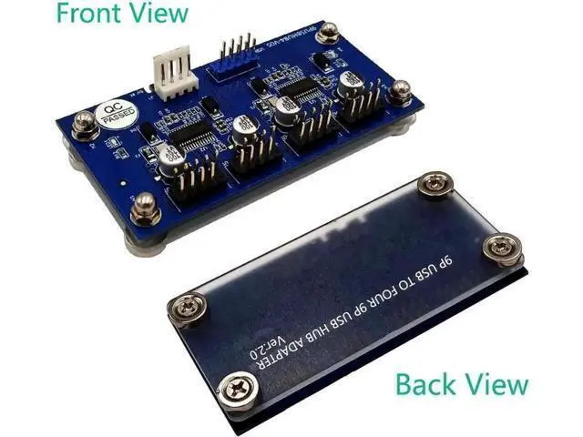 Alt view image 5 of 6 - 9-Pin USB 2.0 Header Splitter Hub, Motherboard 9Pin Male 1 to 4 Female Internal Extension Card, 2-to-8 Port USB 2.0 Internal Hub with Auxiliary Power Supply & Magnetic Base for PC Front Panel Expansio