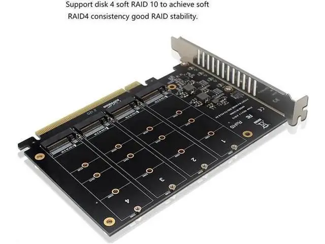 Alt view image 2 of 4 - 4-Port PCIe M.2 NVMe SSD Expansion Card, PCI-E X4 M.2 NVMe Solid State Drive Adapter for Desktop Motherboard