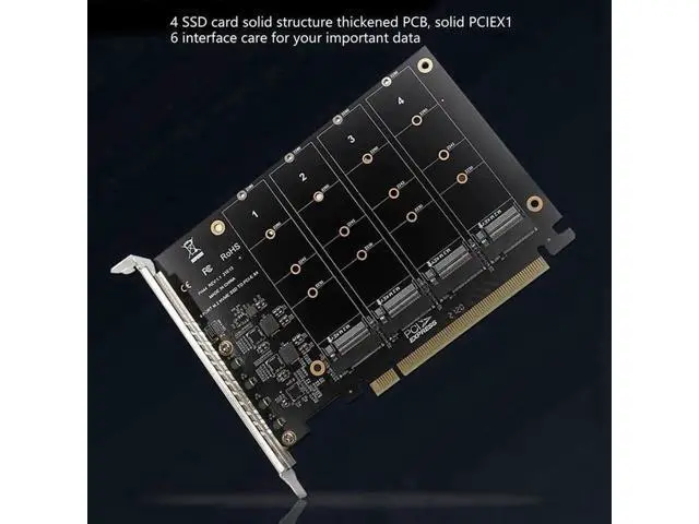 Alt view image 3 of 4 - 4-Port PCIe M.2 NVMe SSD Expansion Card, PCI-E X4 M.2 NVMe Solid State Drive Adapter for Desktop Motherboard