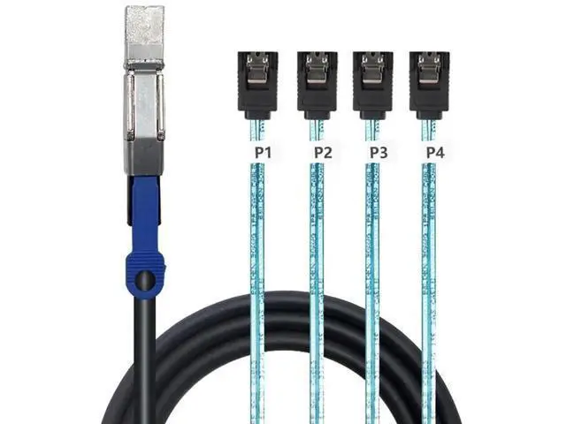 Alt view image 4 of 5 - 1m SFF-8644 to 4 SATA Cable 6Gbps with IC