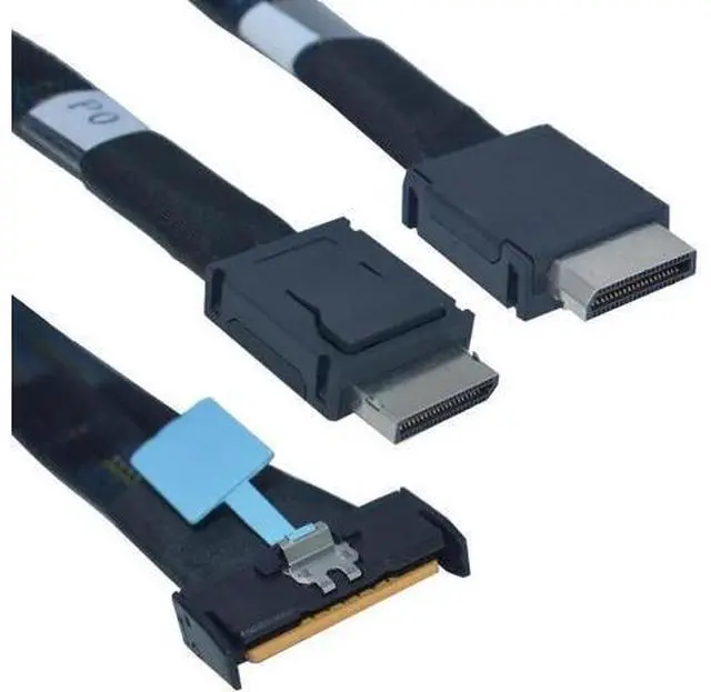 Main image of PCIe 5.0 MCIO x8 to Dual OCuLink SFF-8611 4i Breakout Cable, 80CM / 2.6FT High-Speed Server Storage Interconnect Wire