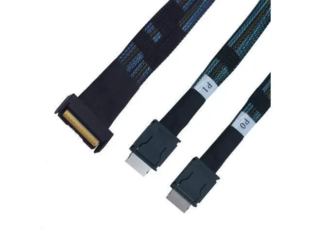 Alt view image 2 of 5 - PCIe 5.0 MCIO x8 to Dual OCuLink SFF-8611 4i Breakout Cable, 80CM / 2.6FT High-Speed Server Storage Interconnect Wire