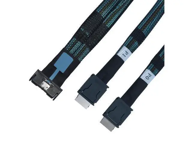 Alt view image 3 of 5 - PCIe 5.0 MCIO x8 to Dual OCuLink SFF-8611 4i Breakout Cable, 80CM / 2.6FT High-Speed Server Storage Interconnect Wire