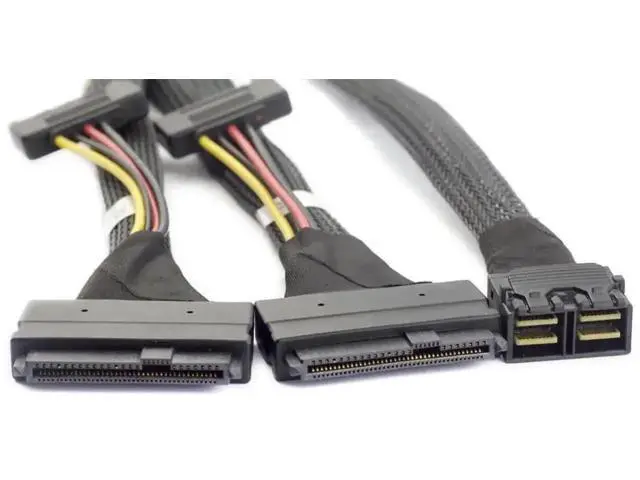 Alt view image 2 of 5 - 1m Mini SAS HD 8643 4i to Dual SAS 8639 Cable 12Gbps