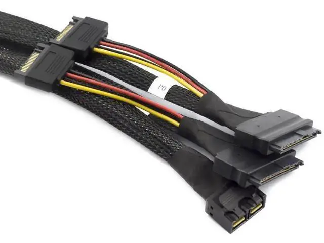 Alt view image 3 of 5 - 1m Mini SAS HD 8643 4i to Dual SAS 8639 Cable 12Gbps