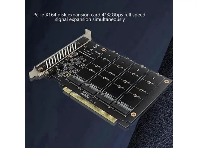 Alt view image 4 of 4 - 4-Port PCIe M.2 NVMe SSD Expansion Card, PCI-E X4 M.2 NVMe Solid State Drive Adapter for Desktop Motherboard