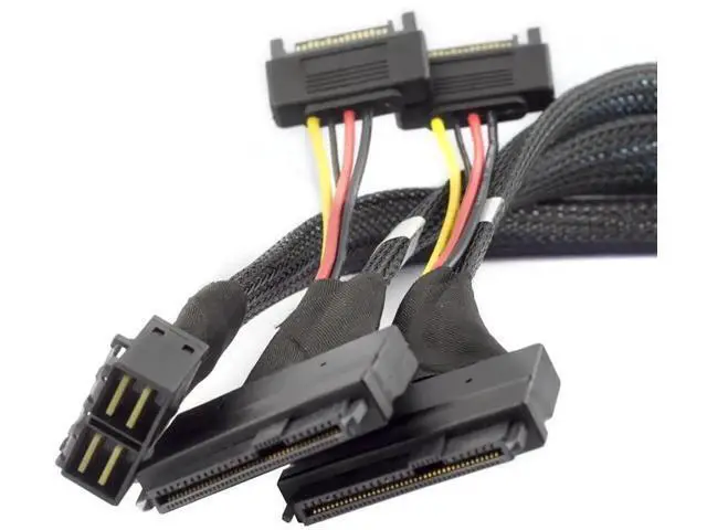 Alt view image 5 of 5 - 1m Mini SAS HD 8643 4i to Dual SAS 8639 Cable 12Gbps