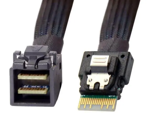 Alt view image 3 of 7 - 50cm Slimline SAS SFF-8654 38Pin Host to SFF-8643 HD Mini SAS Target Interconnect Cable, PCIe 4.0 Internal Server RAID Storage Cable