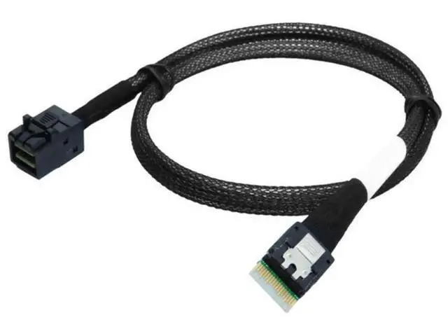 Alt view image 4 of 7 - 50cm Slimline SAS SFF-8654 38Pin Host to SFF-8643 HD Mini SAS Target Interconnect Cable, PCIe 4.0 Internal Server RAID Storage Cable