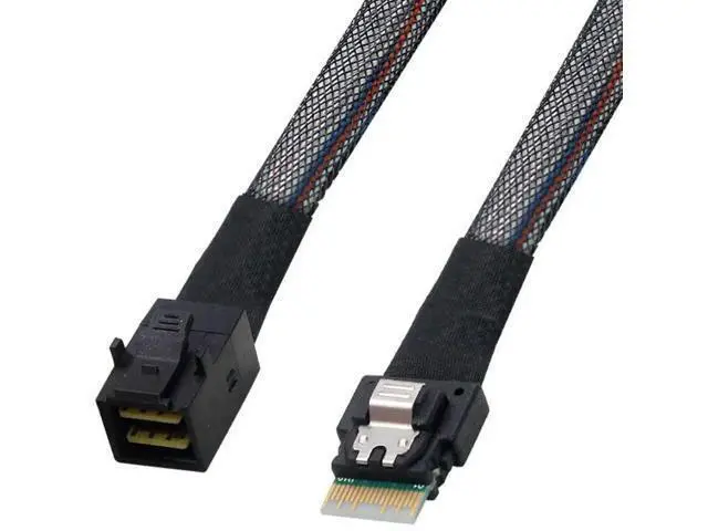 Alt view image 6 of 7 - 50cm Slimline SAS SFF-8654 38Pin Host to SFF-8643 HD Mini SAS Target Interconnect Cable, PCIe 4.0 Internal Server RAID Storage Cable