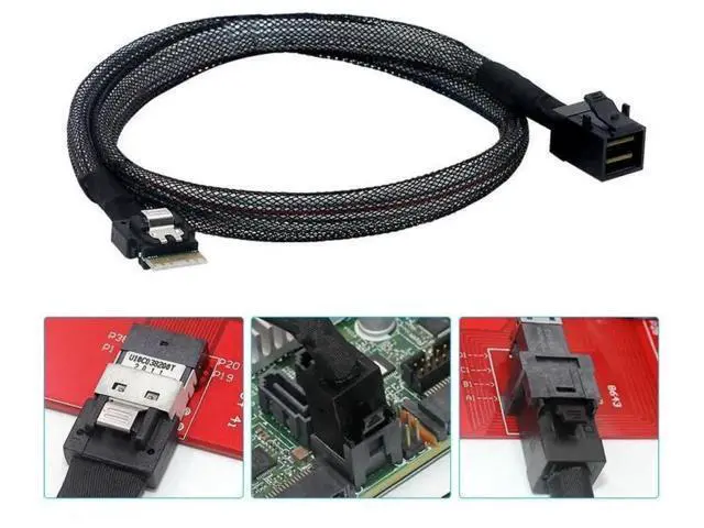 Alt view image 7 of 7 - 50cm Slimline SAS SFF-8654 38Pin Host to SFF-8643 HD Mini SAS Target Interconnect Cable, PCIe 4.0 Internal Server RAID Storage Cable