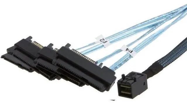 Main image of 1M/3.3FT Internal Mini SAS HD Breakout Cable, SFF-8643 Host to Four SFF-8482 29Pin Target with SAS 15Pin Power Port Server Storage Cable