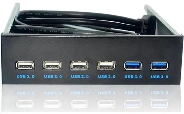 Main image of 5.25" Bay 6-Port USB Hub, 2 USB3.0 + 4 USB2.0 with Cable