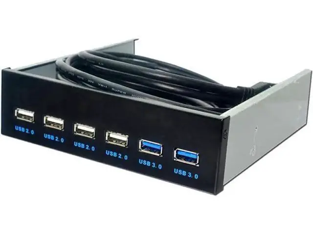 Alt view image 3 of 3 - 5.25" Bay 6-Port USB Hub, 2 USB3.0 + 4 USB2.0 with Cable