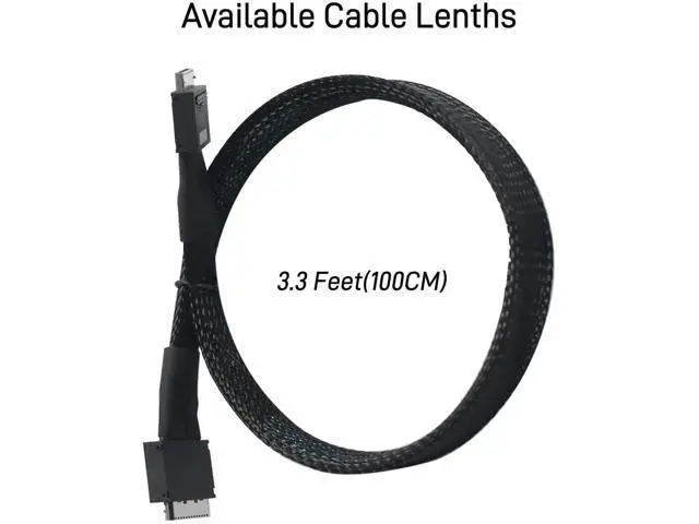 Alt view image 2 of 5 - PCIe 4.0 OCuLink SFF-8611 8i Male to Male Straight Cable, 100CM / 3.3FT High-Speed Interconnect Cord for Server NVMe Storage & eGPU