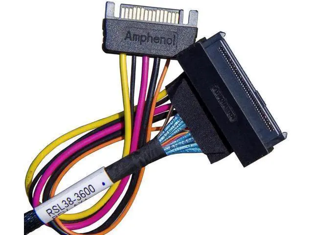 Alt view image 6 of 6 - 50CM Internal HD Mini SAS Cable SFF-8643 to U.2 SFF-8639, 12Gbps NVMe SSD Server Storage Cable with SATA Power