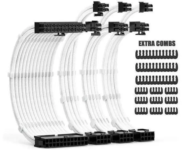 Main image of 30CM ATX PSU Extension Cable Kit with Cable Combs, Includes 24Pin, 8Pin(4+4), 8Pin(6+2) Modular Power Extension Cords
