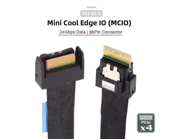 Alt view image 6 of 7 - PCIe 5.0 MCIO Mini Cool Edge IO 4i 38Pin Male to SFF-8654 Slimline 4X High-Speed Extender Cable, 50cm Server Internal Data Cable