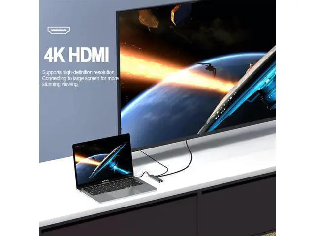 Alt view image 3 of 7 - 5-in-1 USB C Multiport Adapter with Gigabit Ethernet, 4K@60Hz HDMI, 2 USB 3.0 & 100W PD Charging Port, USB C Dock Hub for USB-C Laptops