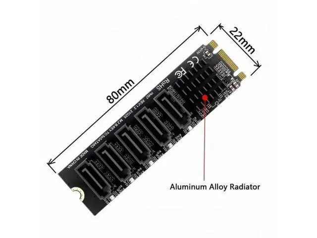 Alt view image 2 of 7 - NGFF B+M Key M.2 2280 to 5-Port SATA 3.0 6Gbps Port Multiplier Adapter, JMB575 PM Chip SATA Expansion Converter for Desktop PC & NAS Storage Upgrade