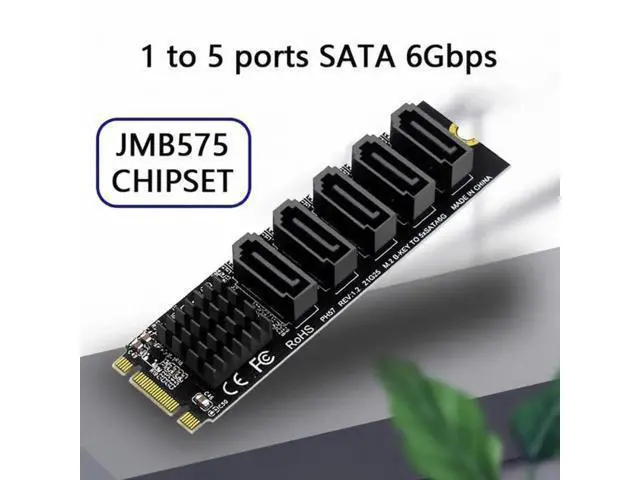 Alt view image 7 of 7 - NGFF B+M Key M.2 2280 to 5-Port SATA 3.0 6Gbps Port Multiplier Adapter, JMB575 PM Chip SATA Expansion Converter for Desktop PC & NAS Storage Upgrade