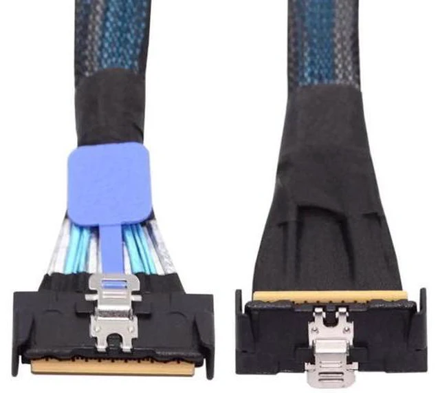 Main image of 35cm PCIe Gen5 MCIO 8i Extension Cable, SFF-TA-1016 74Pin Slimline SAS Twinax Cable, 90-Degree Up-Angled Connector, 24GT/s High-Speed Server Storage Cable