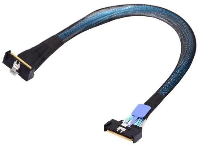 Alt view image 2 of 6 - 35cm PCIe Gen5 MCIO 8i Extension Cable, SFF-TA-1016 74Pin Slimline SAS Twinax Cable, 90-Degree Up-Angled Connector, 24GT/s High-Speed Server Storage Cable
