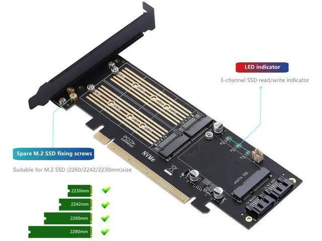 Alt view image 4 of 7 - 3-in-1 M.2 & mSATA SSD Adapter Card with Dual Heatsinks