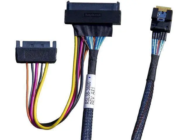 Alt view image 7 of 7 - PCIe Gen4 x4 SlimSAS SFF-8654 (38Pin) to U.2 SFF-8639 (68Pin) Cable with SATA Power, 75cm